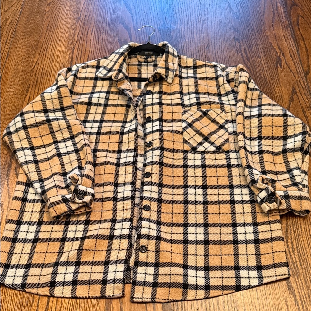 Forever 21 Black and Tan Plaid Shacket